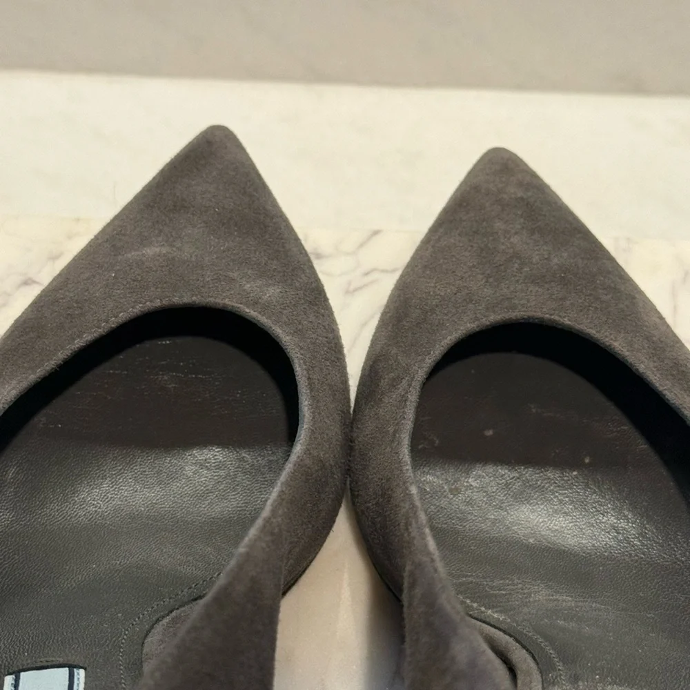 Prada Suede Block Heel Pumps Gray | Made in Italy | Size 39 - Picture 8 of 10